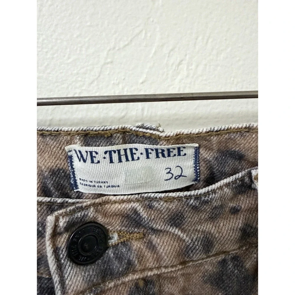 Free People We The Free Good Luck Barrel Jeans Leopard Print 32 OB2008953